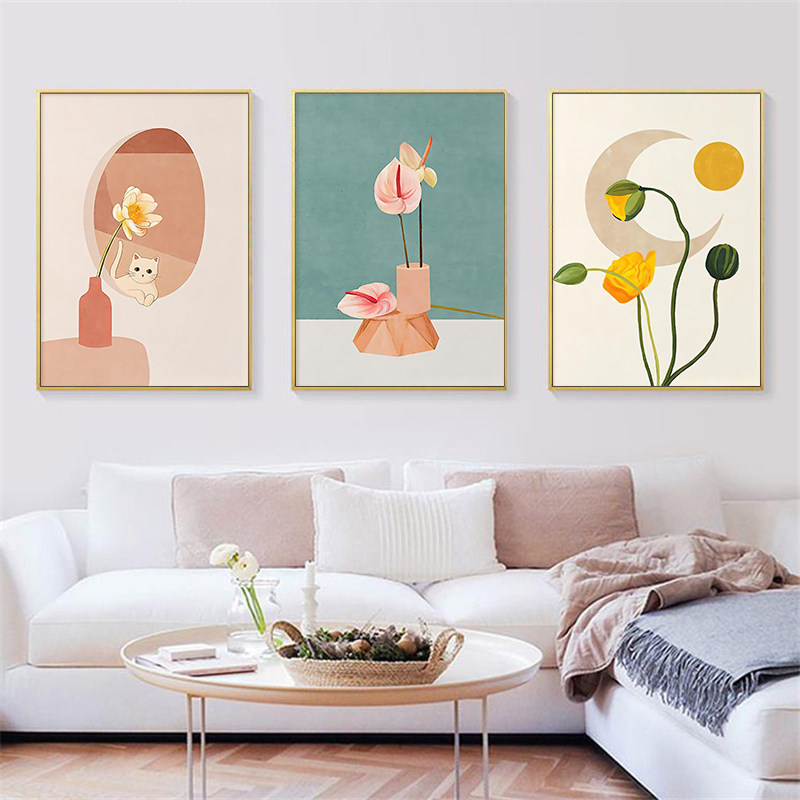 北欧客厅装饰画沙发背景墙三联现代简约餐厅墙面壁画卧室床头挂画