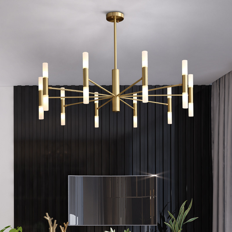 现代简约风格客厅灯北欧轻奢吊灯极简全铜餐厅卧室灯大气家用灯具