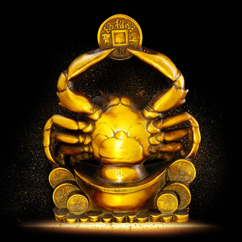 慈风阁风水黄铜螃蟹招财摆件八方来横财大将军偏财摆件