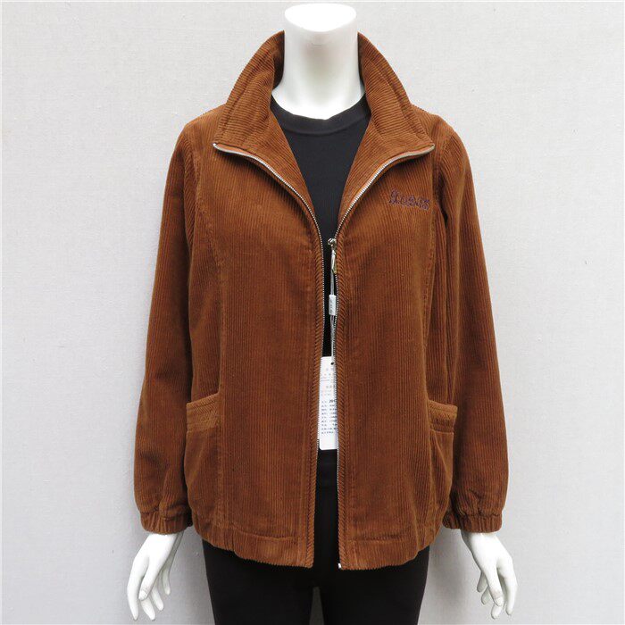 中老年条绒春装外套夹克中年女装纯棉灯芯绒上衣老年粗条绒外套