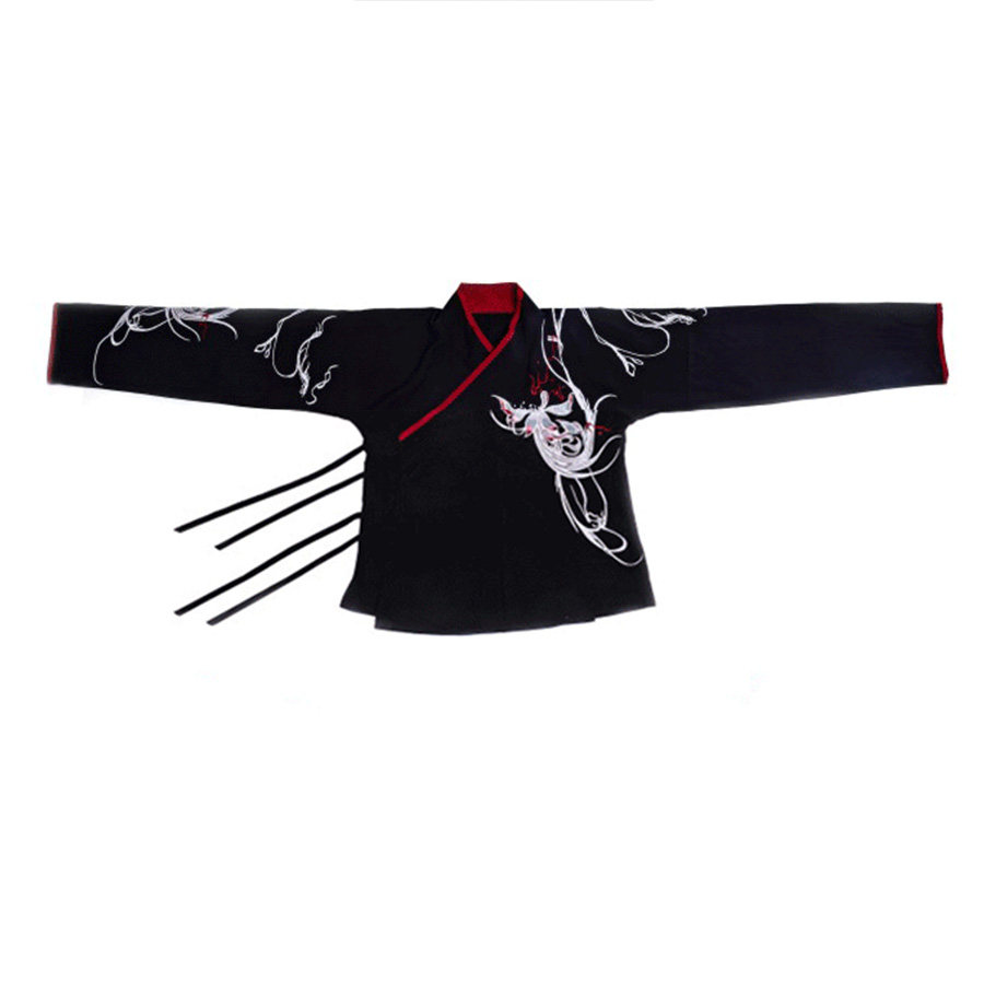 掬水弄花衣原创汉服 月影明制道袍 渐变素纱花鱼映月刺绣叁团定金