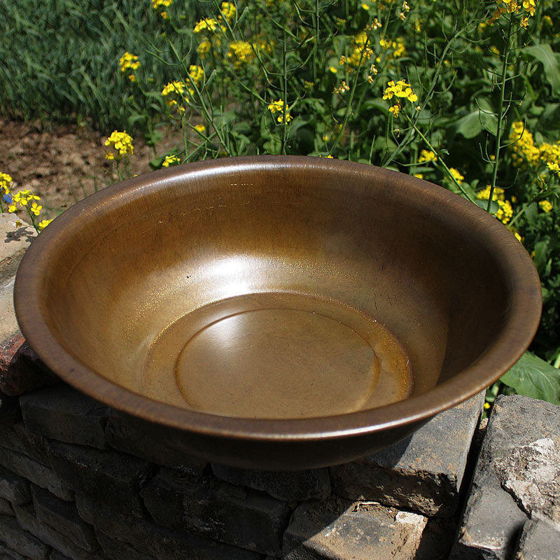 加厚手工黄铜家用结婚洗脸盆大号聚宝盆金盆洗手脸盆