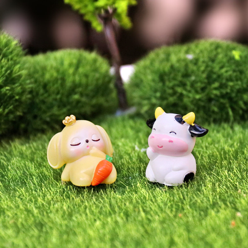 迷你仿真小动动物奶牛小象兔子小猪手办盲盒摆件