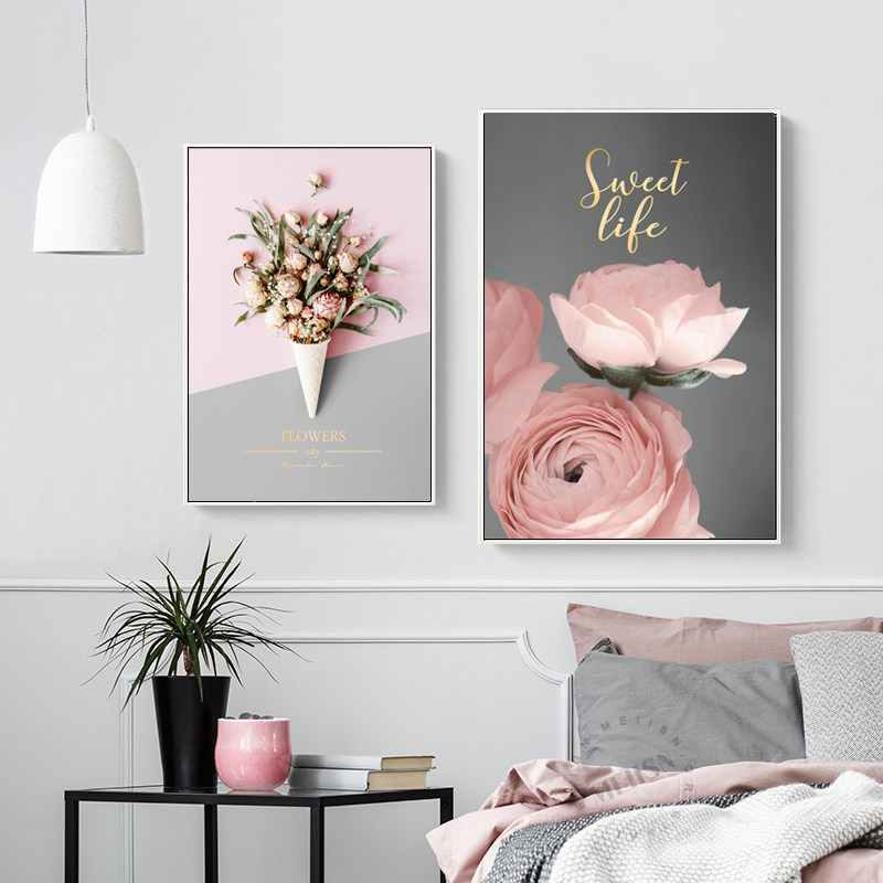 ins天鹅湖玫瑰复古装饰油画画布框茶餐厅咖啡馆现代装饰画