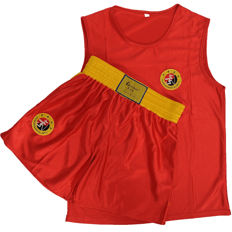 服装散打比赛套装泰拳武术背心正规比赛服红黑拳击服