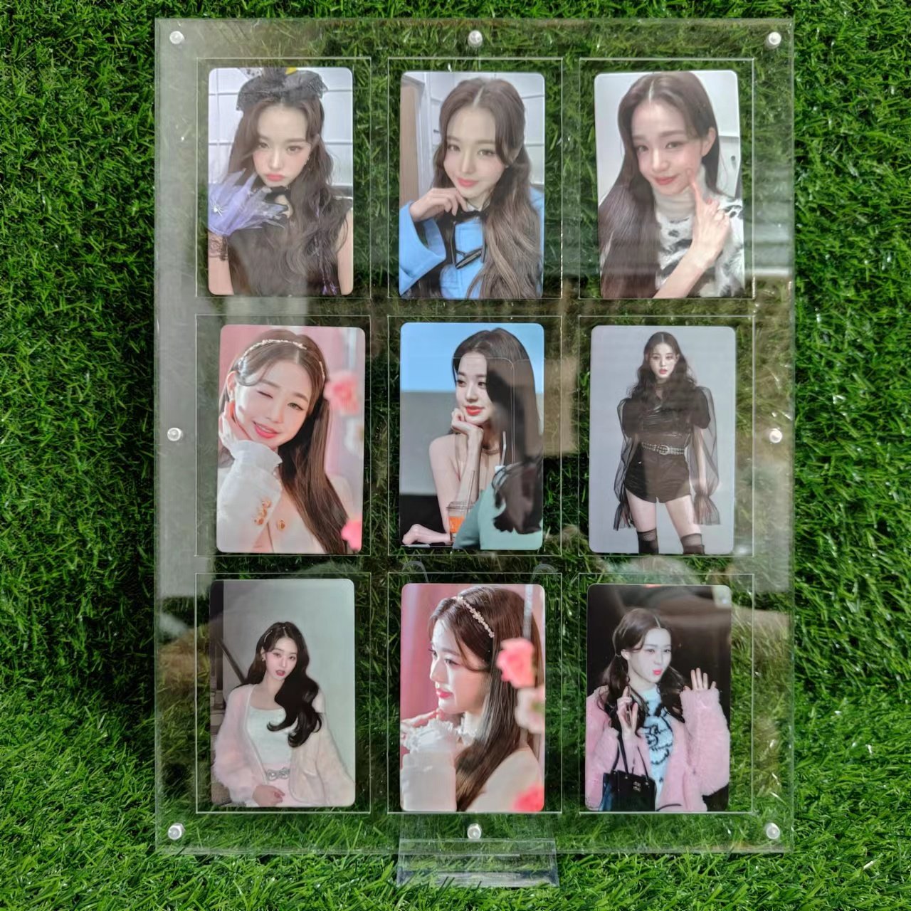 高清透明展示2连6连9连专辑小卡卡砖韩娱izone拍立得带凹槽亚克力