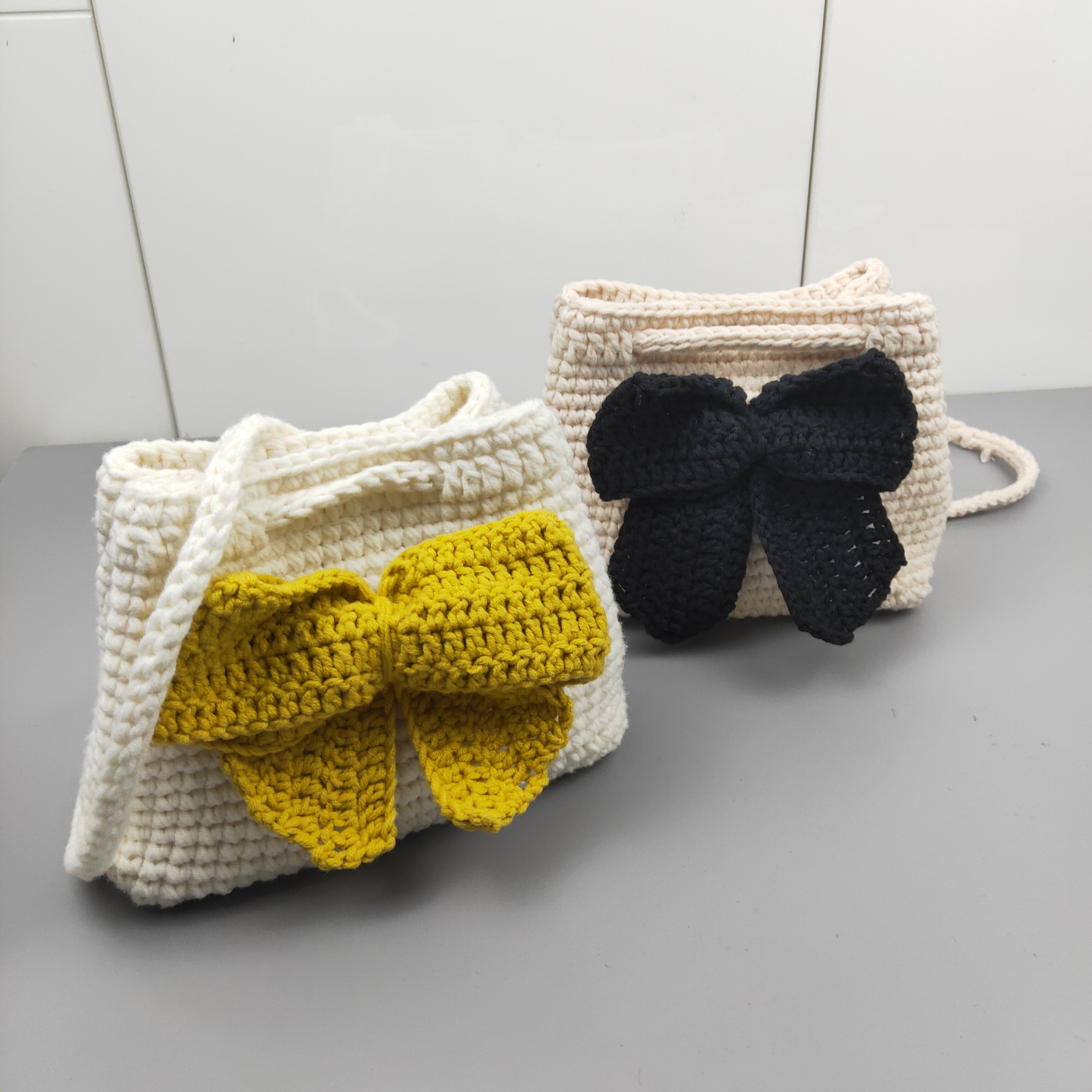 手工蝴蝶结自制包自制包束口毛线包包diy棉毛牛奶毛线