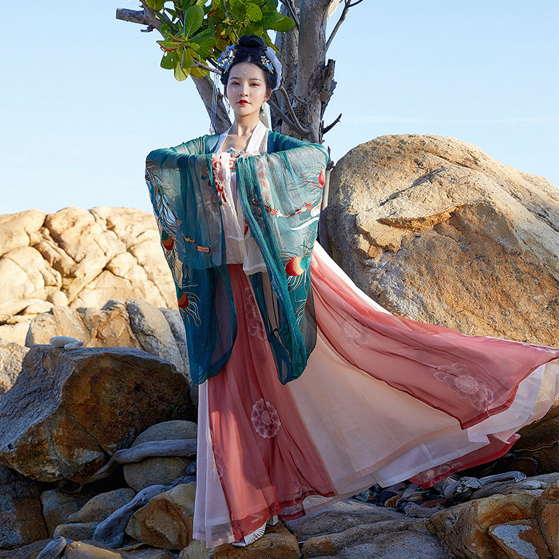 汉服都城南庄长安花大袖衫女中国风满绣白菜正版民族服装