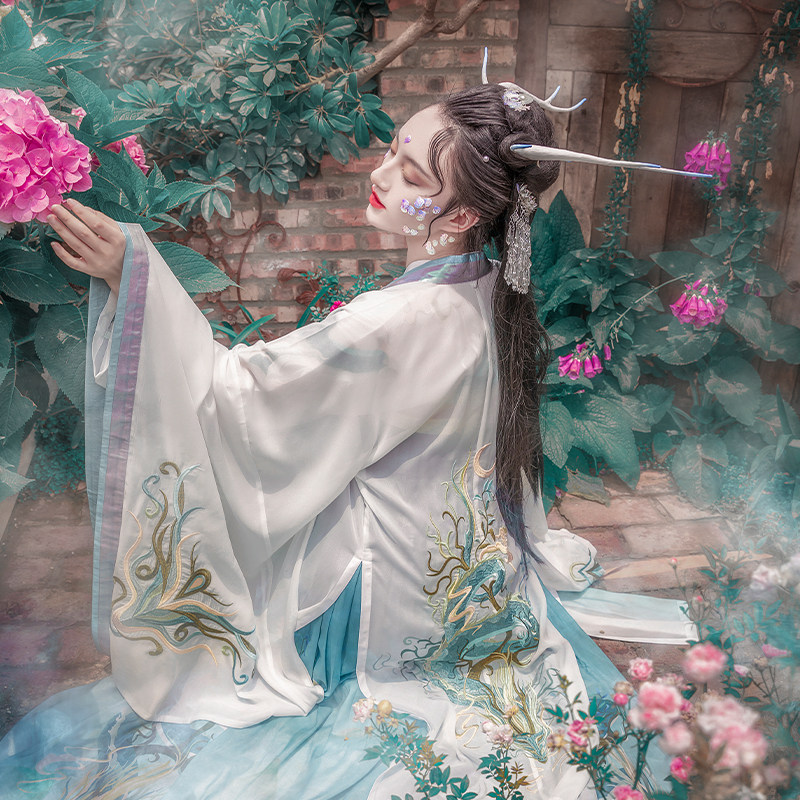 汉服都城南庄青龙齐胸襦裙大鱼女中国风夏季仙气汉服