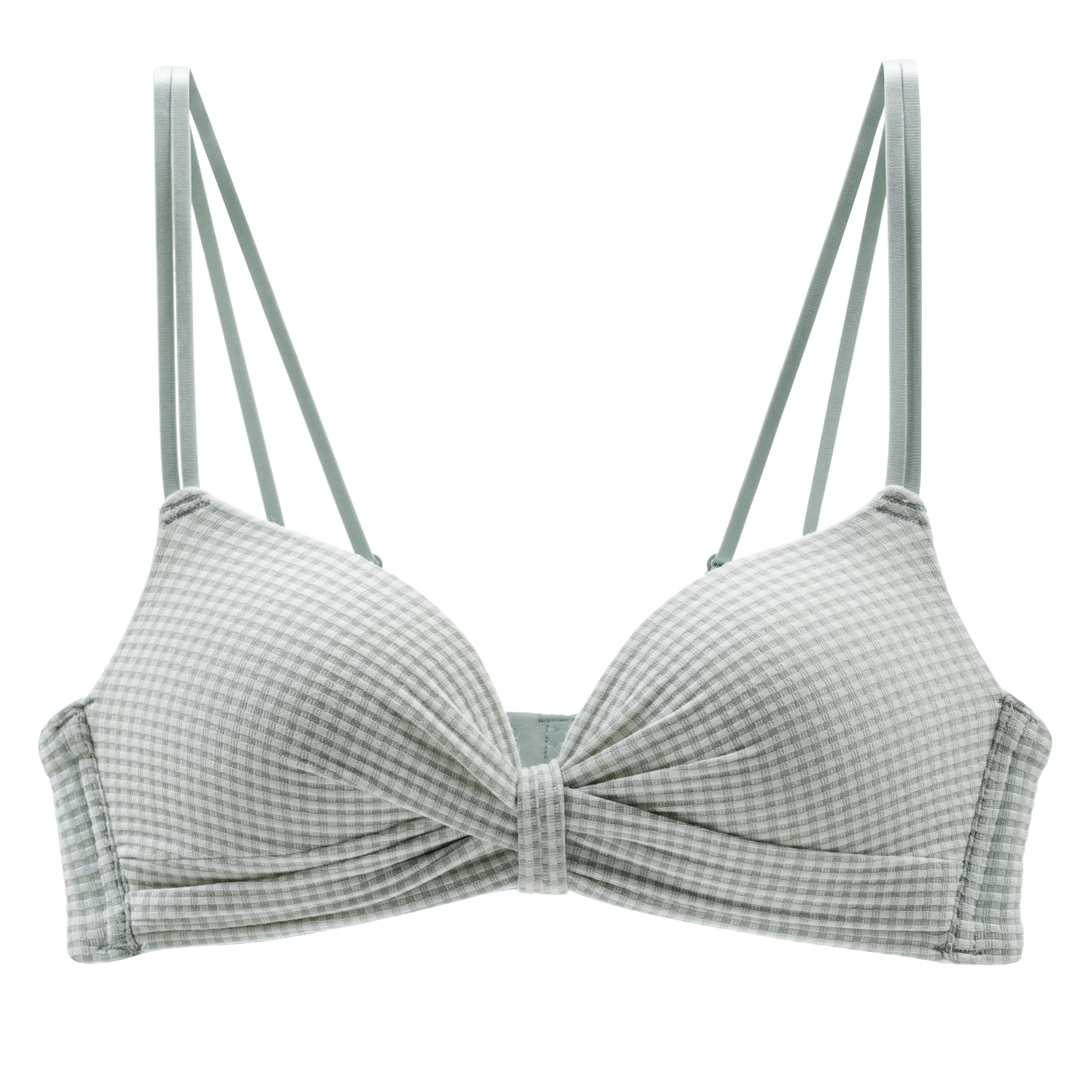 【小胸聚拢】康后甜美格子内衣女无钢圈聚拢日系ins美背文胸套装