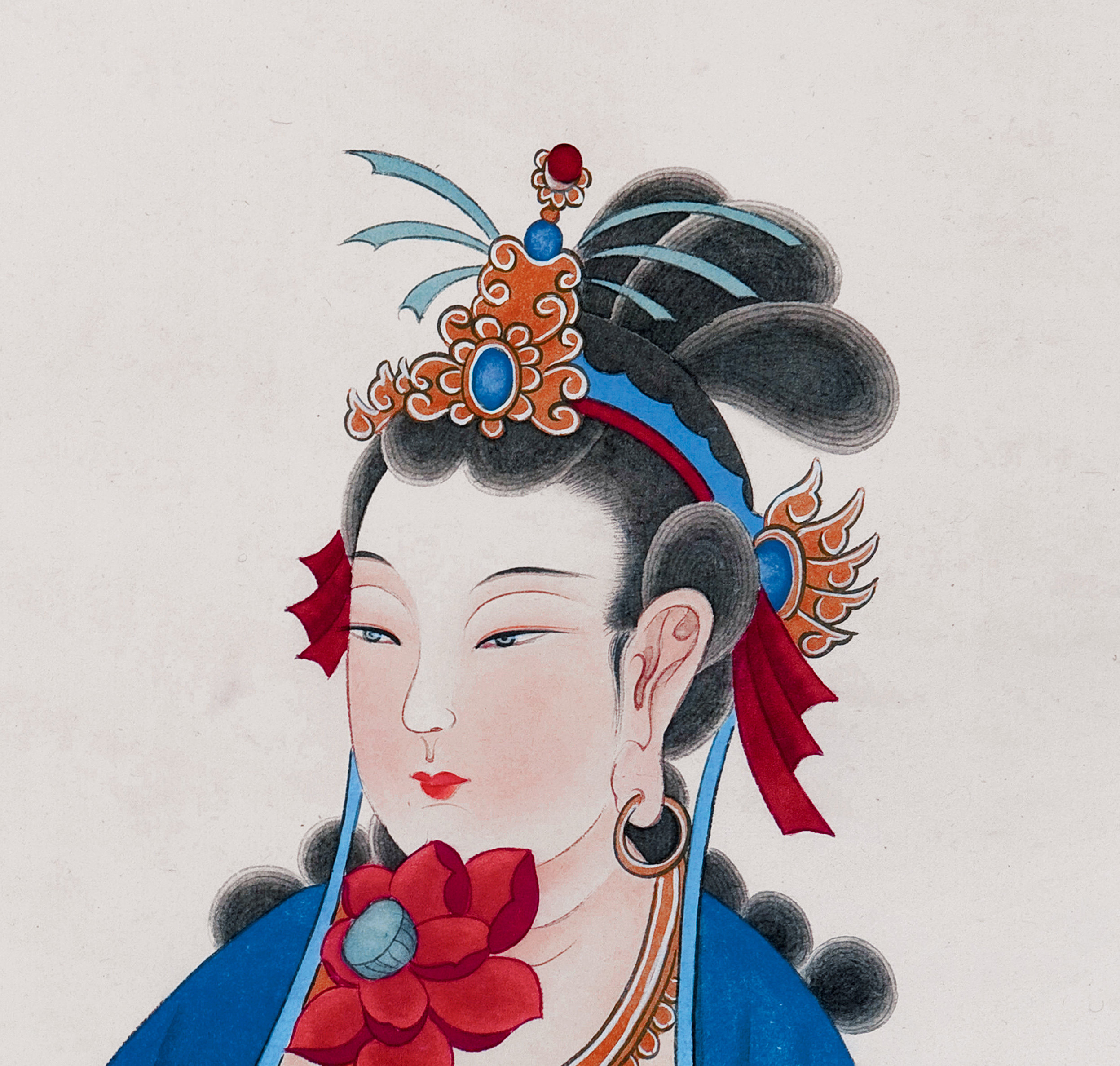 新品张大千菩萨造像佛家佛教敦煌莫高窟壁画国画国画