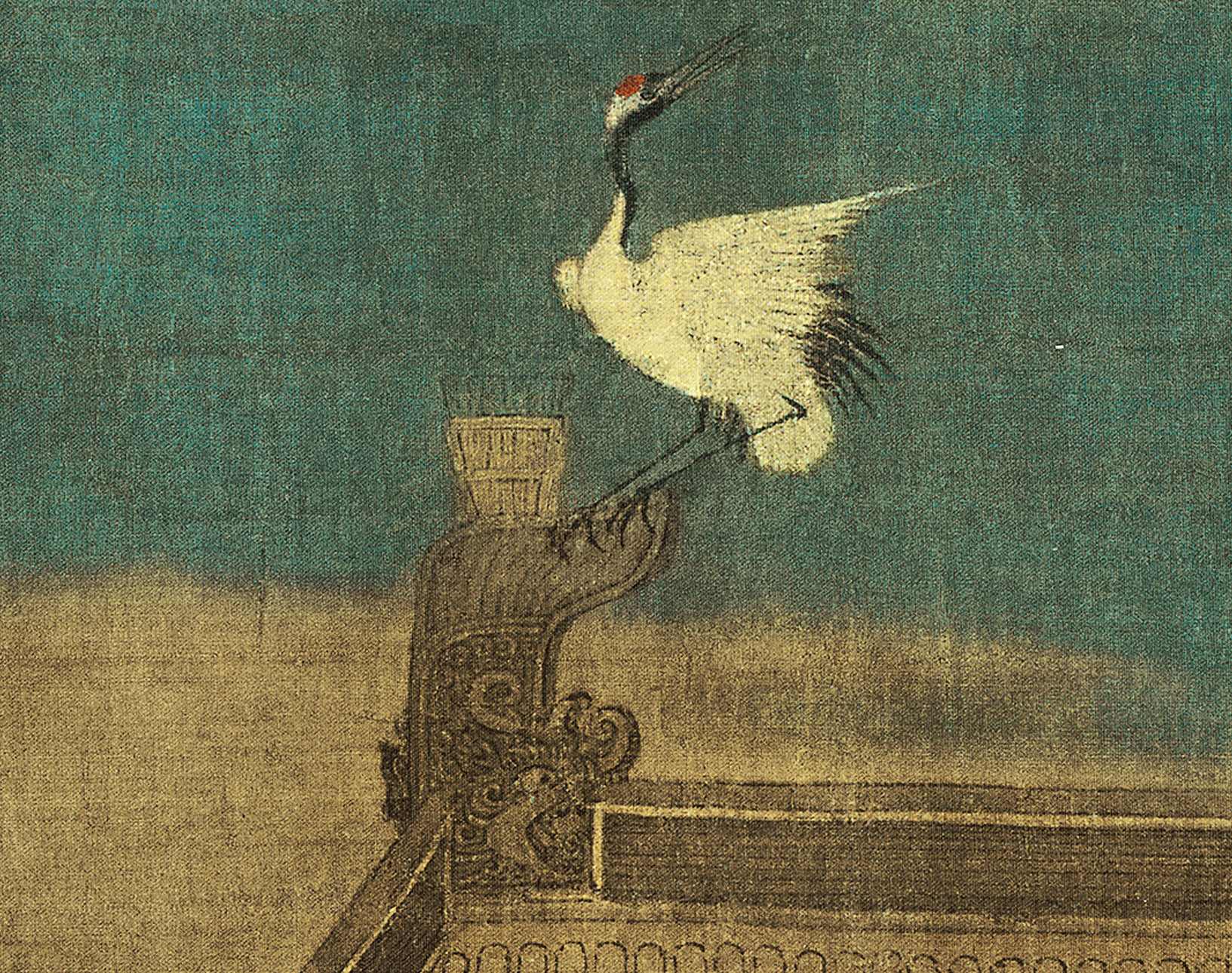 新品徽宗挂画装饰画瑞鹤赵佶古代宋徽宗材质绢布国画