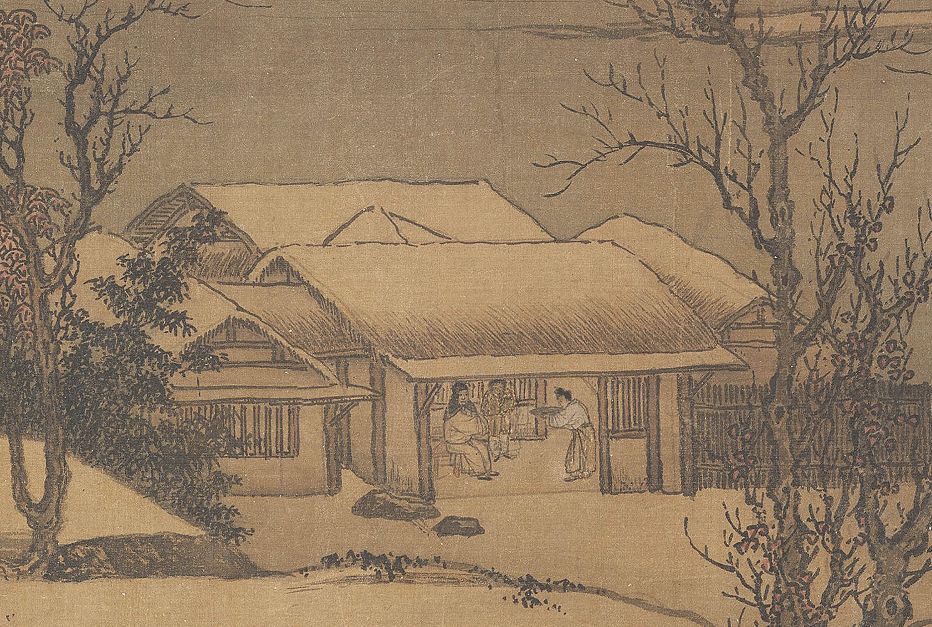 北宋高克明溪山意图卷宋画横版长图山水画国画微喷国画