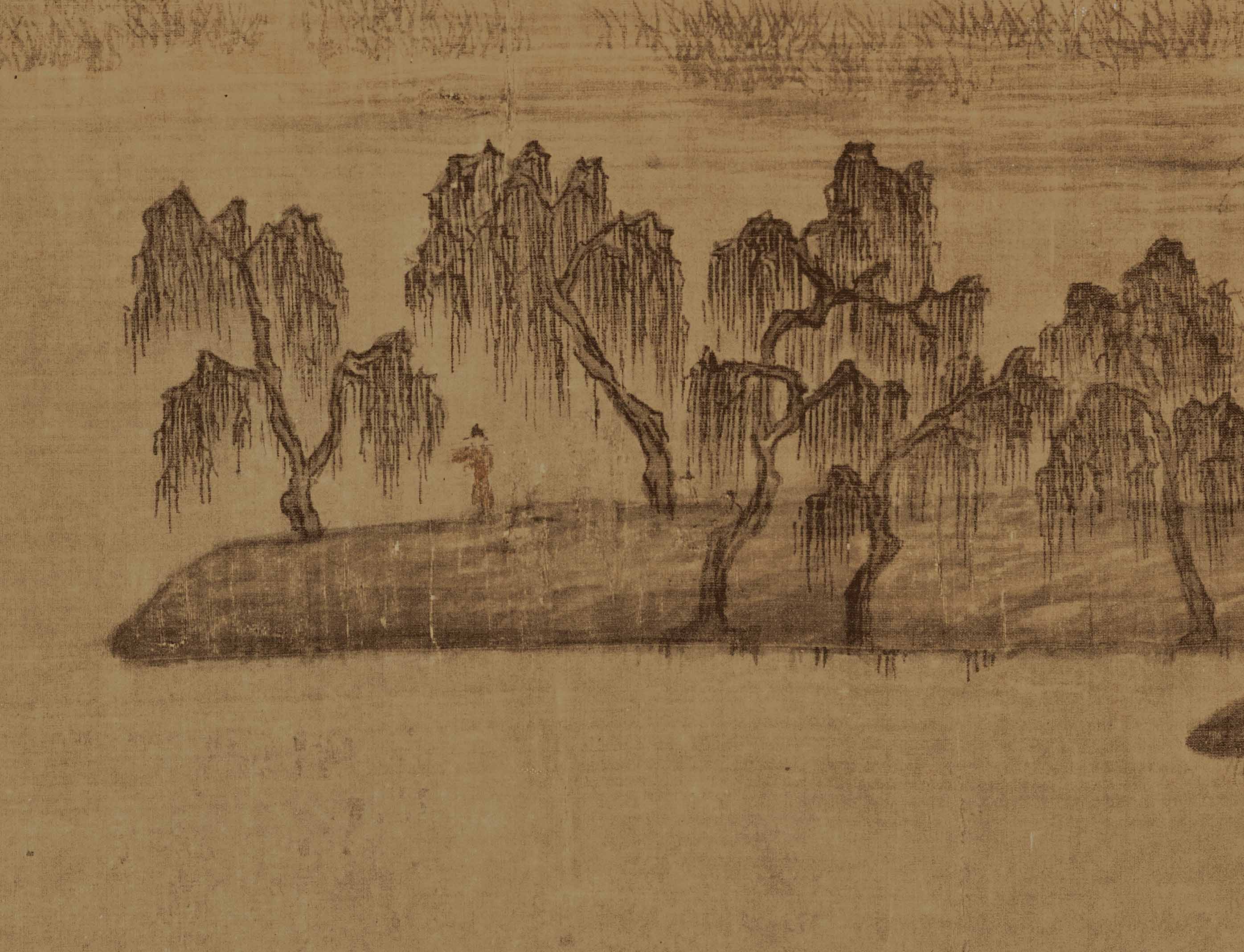 包邮五代董源夏景山口待渡图中中国古代名画国画