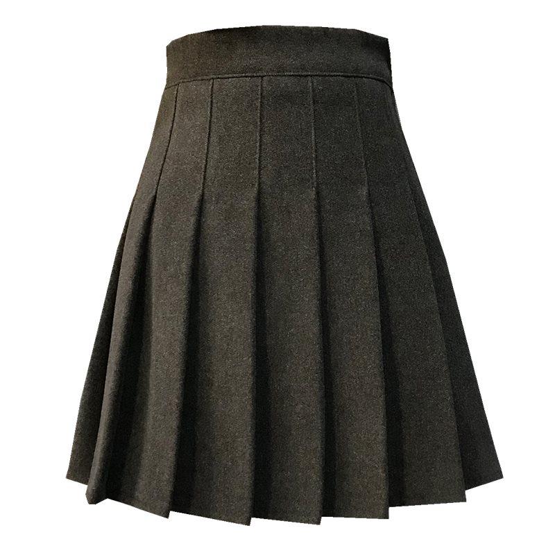 学生高腰侧拉链a字黑褶皱减龄百褶裙内衬灰短裙半身裙女春秋新品