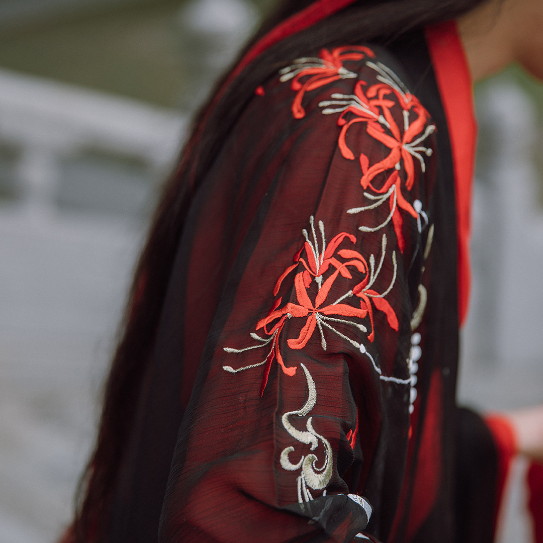 泠泠七弦相留彼岸花原创汉服男交领上衣下裳套装汉服