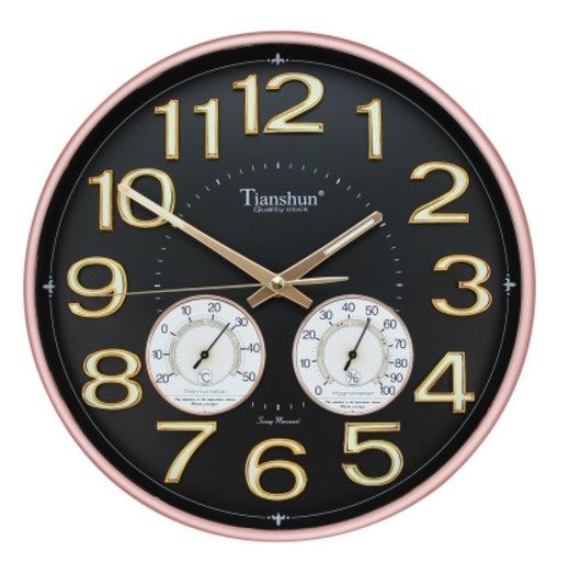 欧式石英钟石英创意挂表办公居家湿度温度14寸挂钟