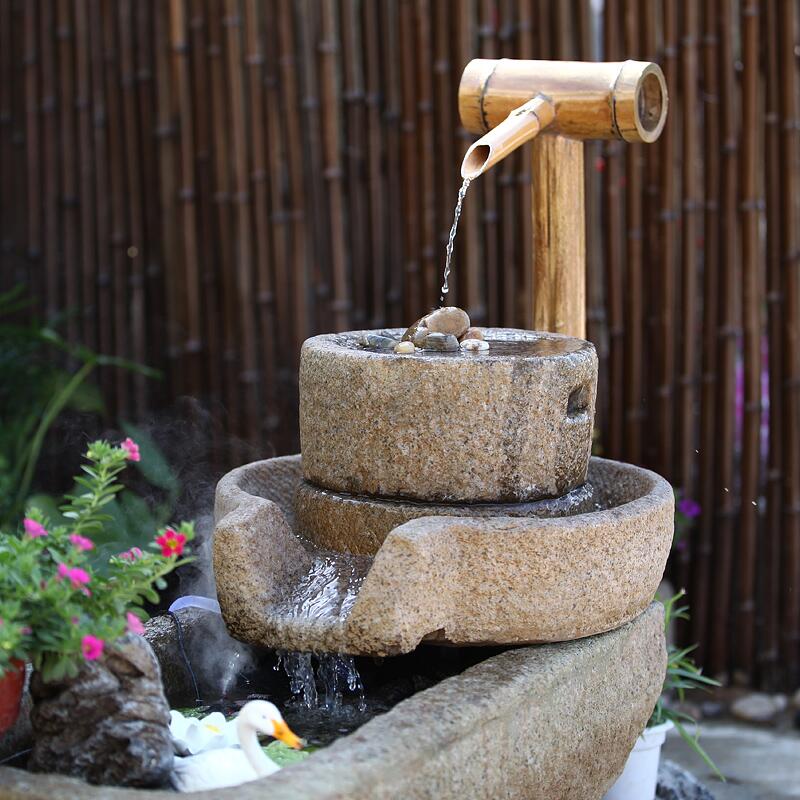 石磨假山石配件流水磨盘民宿景观装饰阳台庭院