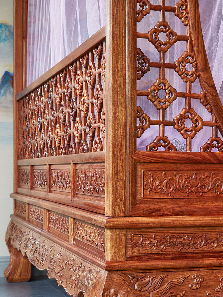 刺猬紫檀梅花千工拔步架子花梨18米卧室实木拔步床