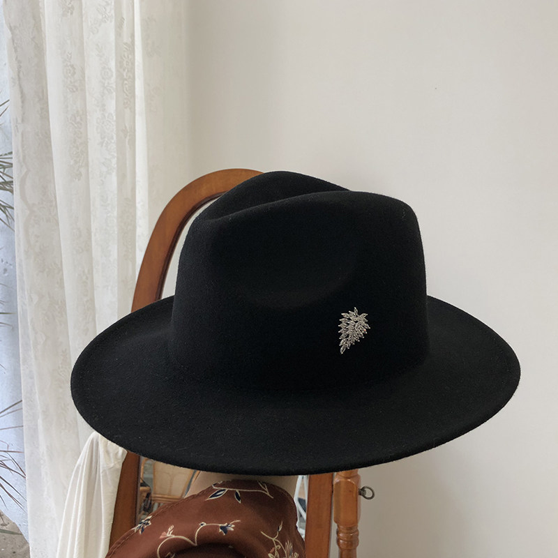 礼帽秋冬小礼帽英伦呢帽简约毛呢帽水钻欧美毛呢帽子