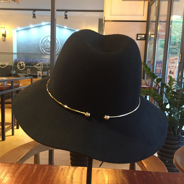 秋冬礼帽宽边帽宽边金属复古韩版英伦新款百搭帽子