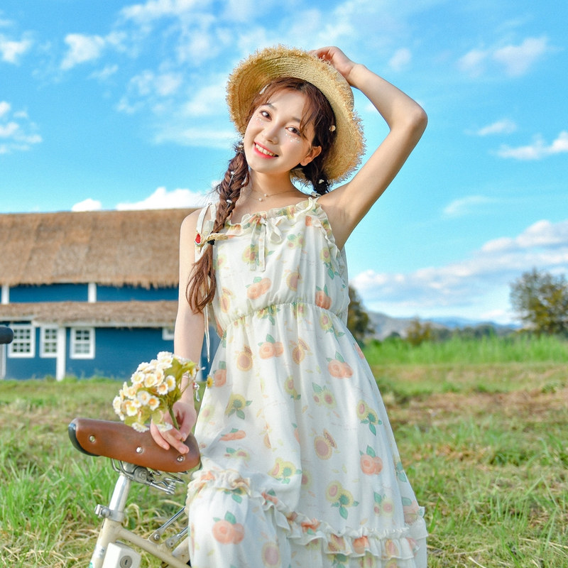 淘宝优惠券立减5元-原创森女部落连衣裙2020新款小清新沙滩裙子夏季淡