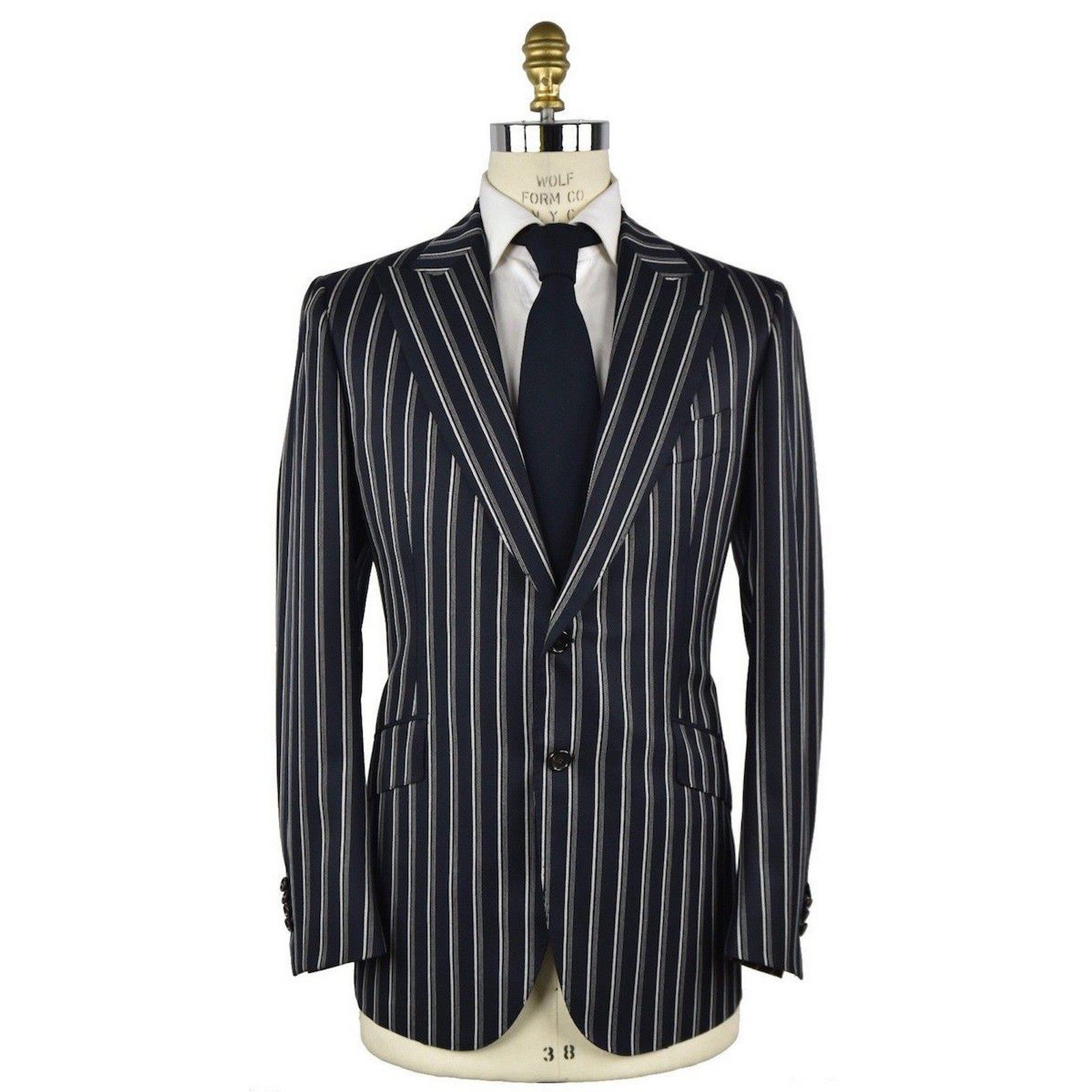 公价63500italy3cesareattolini秋冬150支条纹羊毛手工西服