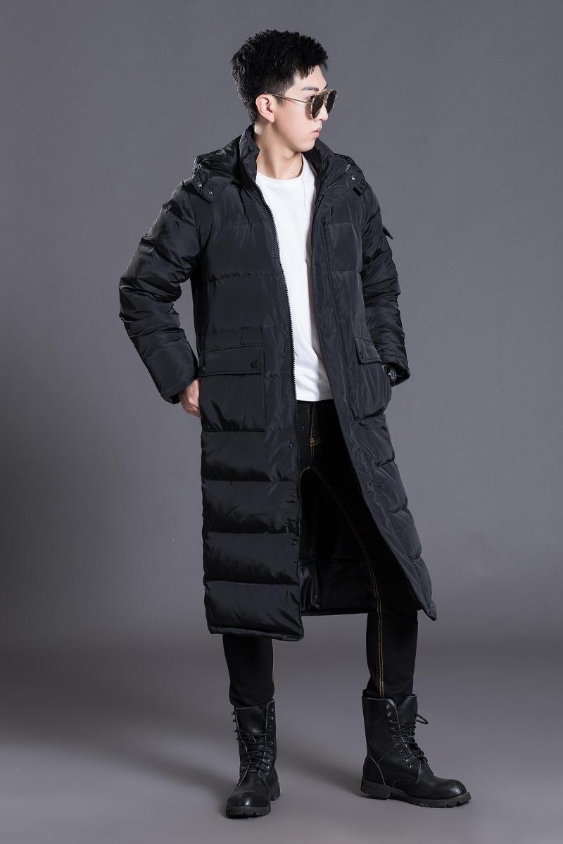 男士秋冬新款加大码过膝盖长款羽绒服加厚款休闲大衣保暖修身外套