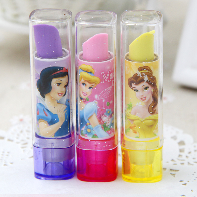 儿童橡皮迪士尼可爱公主个性口红橡皮擦小学生礼物创意学习用品