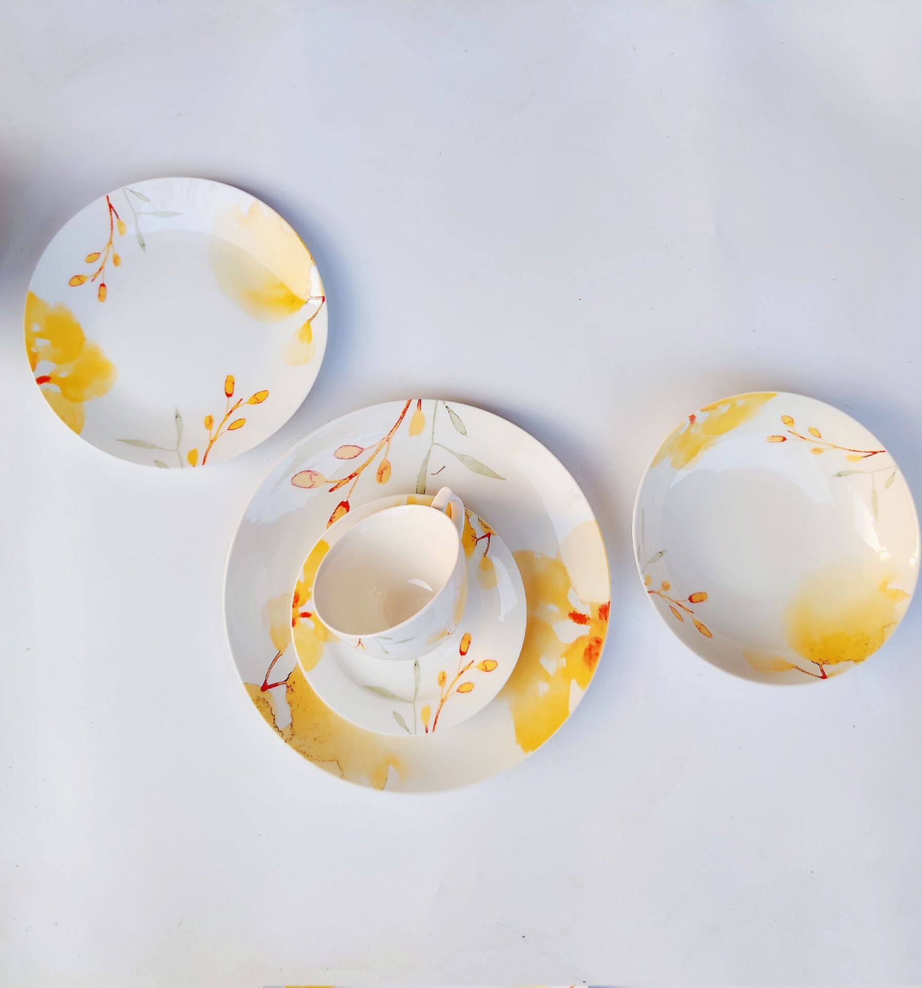 出口日本外贸陶瓷唯美抽象简笔手绘风牛牛排平盘盘