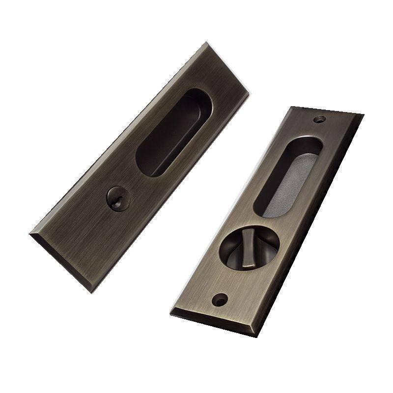 umar青古铜移门锁嵌入式简约仿古钩锁平推拉门扣手吊滑门暗锁黑色