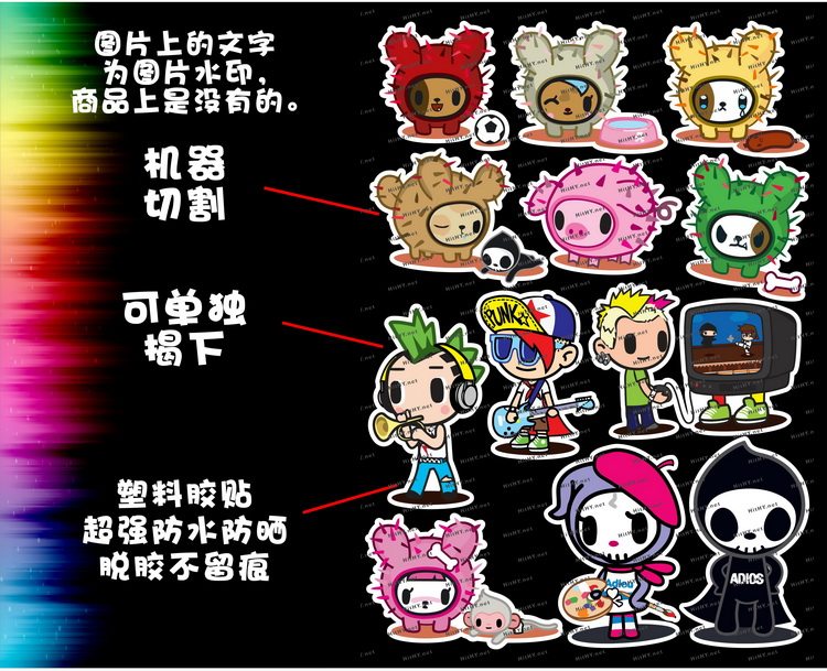 大号f0058-04tokidokitkdk潮流服装潮牌笔记本旅行箱贴纸防水笔记本