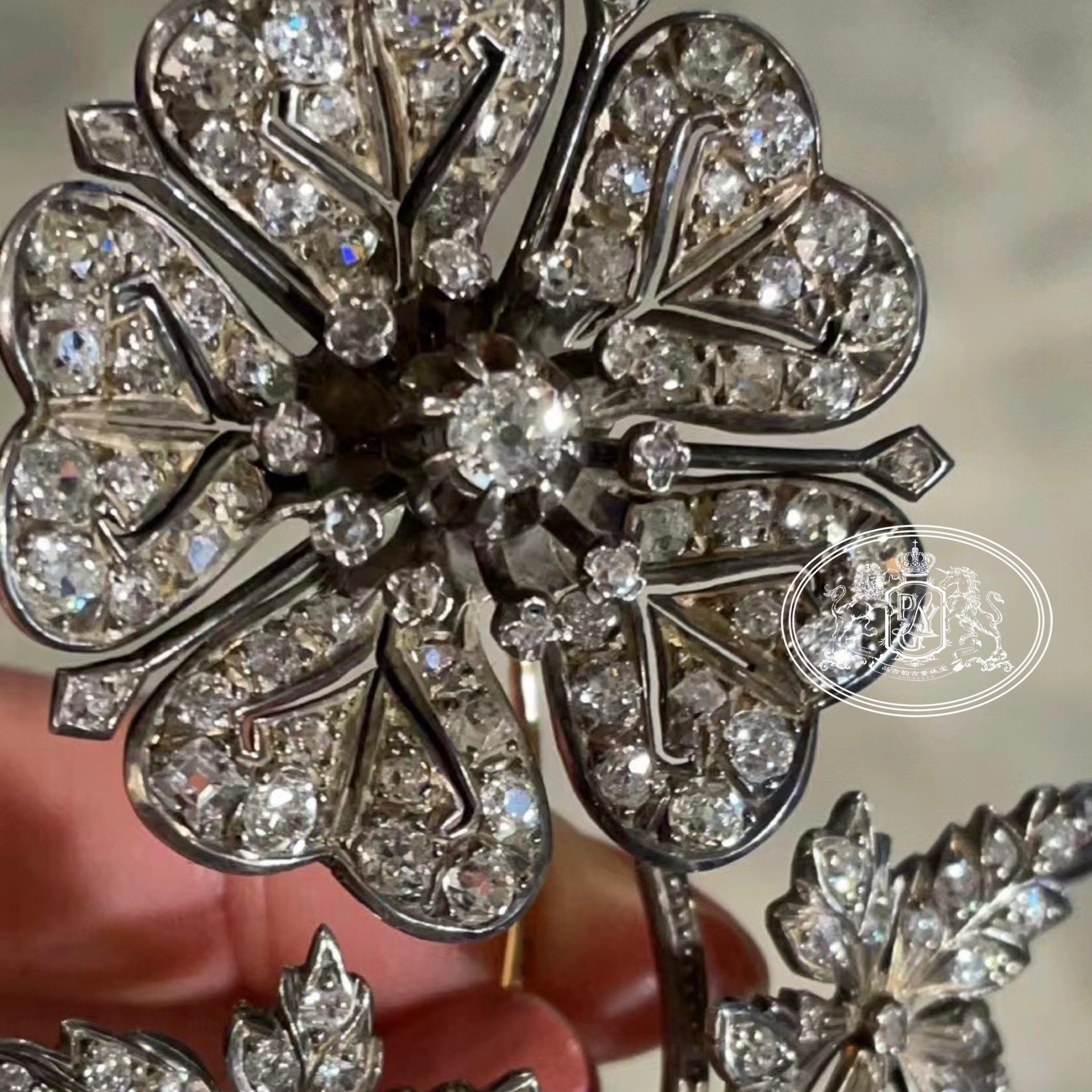 西洋古董珠宝维多利亚时期金银工艺颤抖胸针胸饰