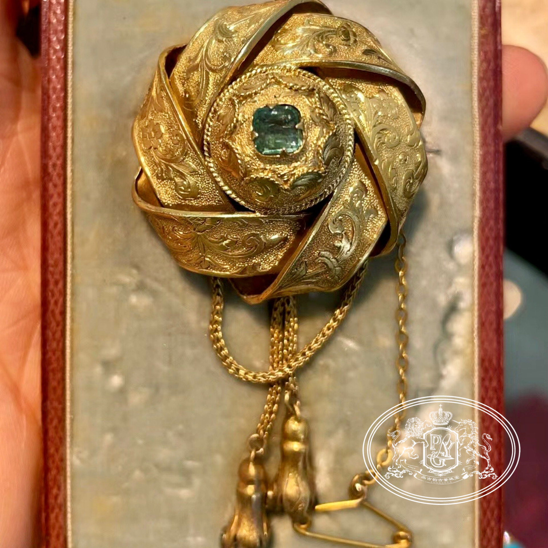 古董西洋珠宝欧洲回流饰品维多利亚时期原盒胸针胸饰