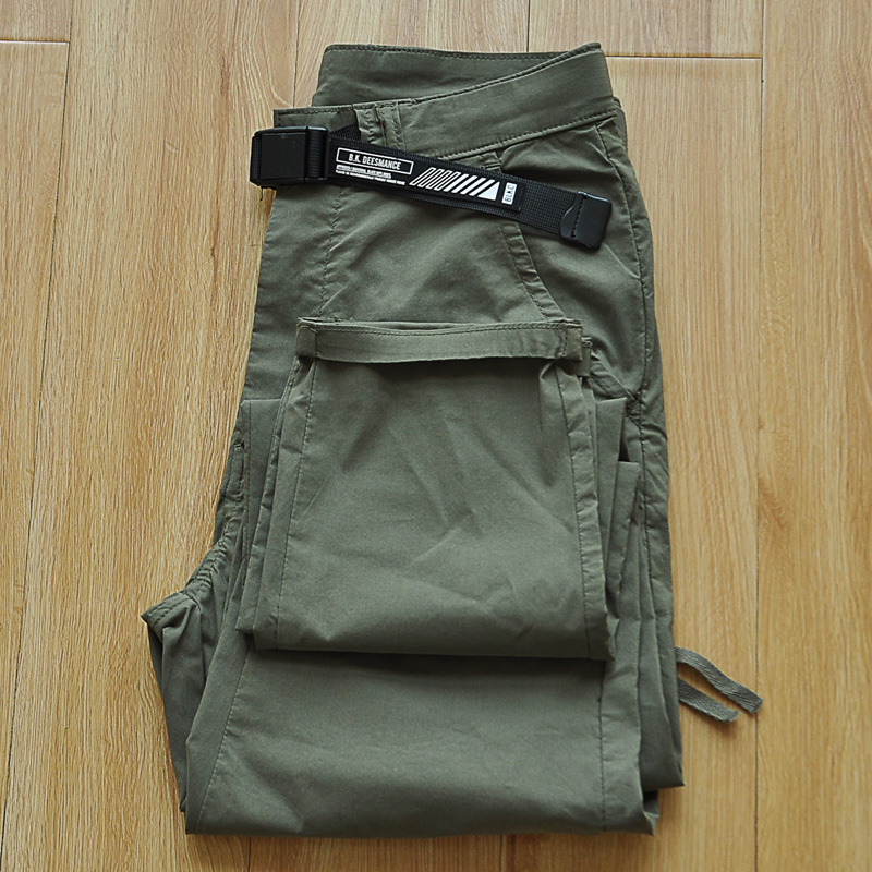夏季轻薄字母卡扣直筒透气速干工装休闲裤舒适薄料弹力裤子青年男