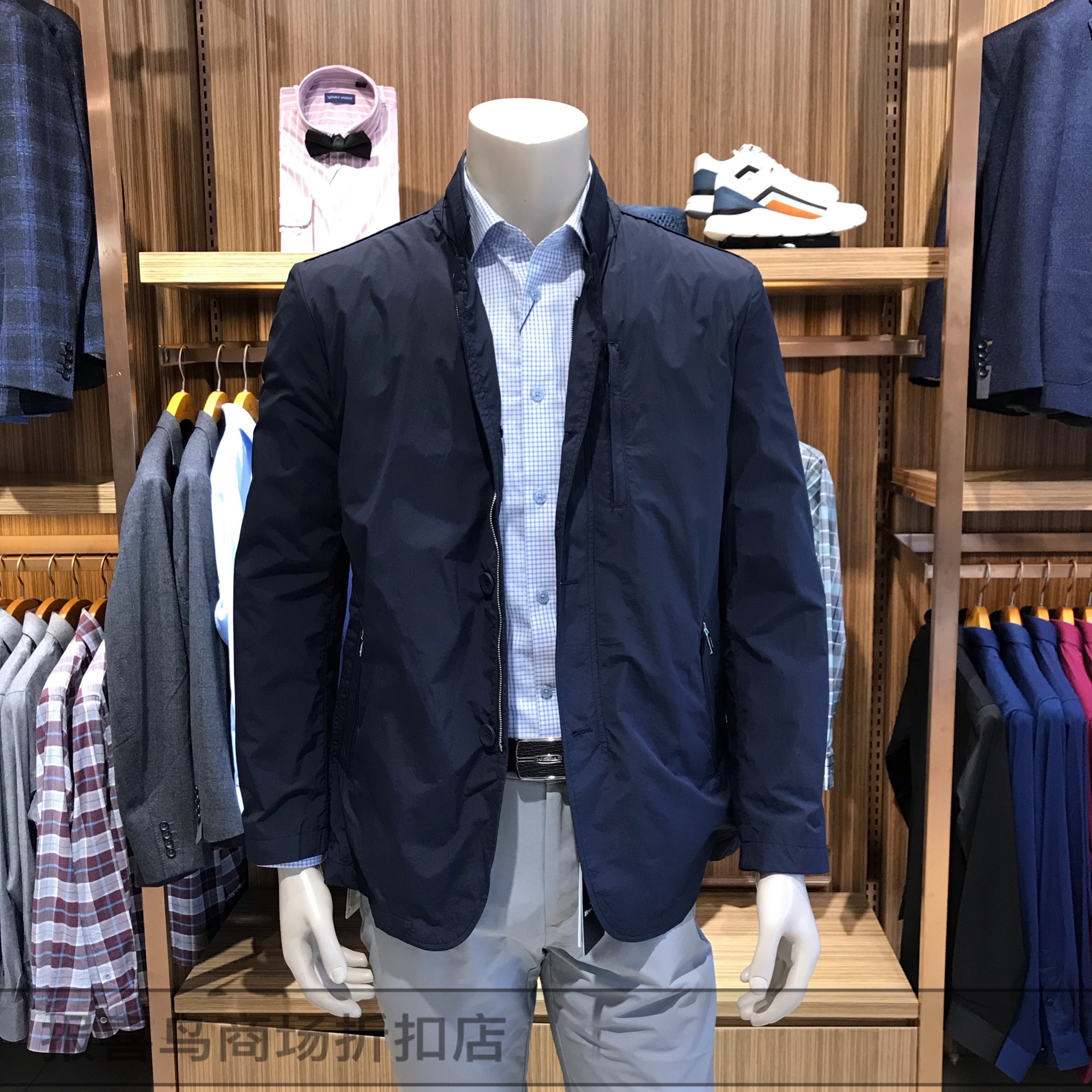 报喜鸟品牌亨利格兰系列英伦休闲男士立领夹克外套2.5拉链气质款