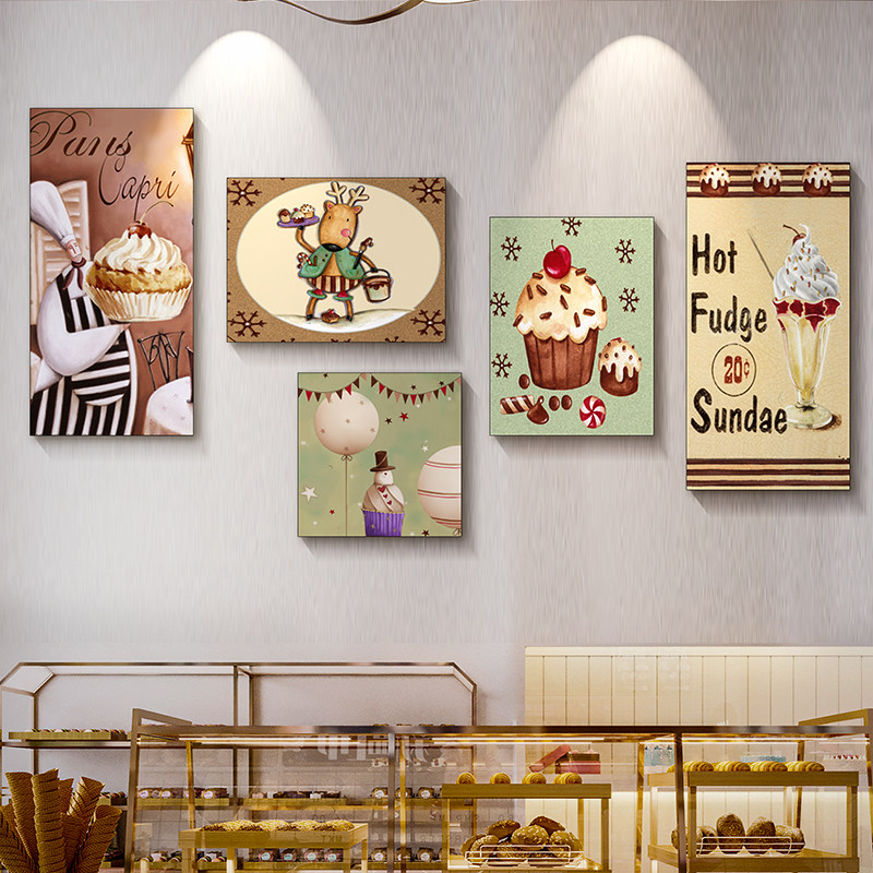 西点烘培装饰画面包糕点壁画早餐店墙画甜品创意现代装饰画