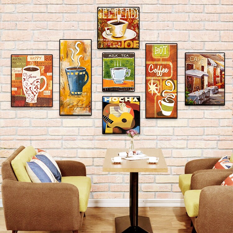 奶茶茶店装饰画饮品店无框画甜品果汁饮料壁画咖啡店现代装饰画