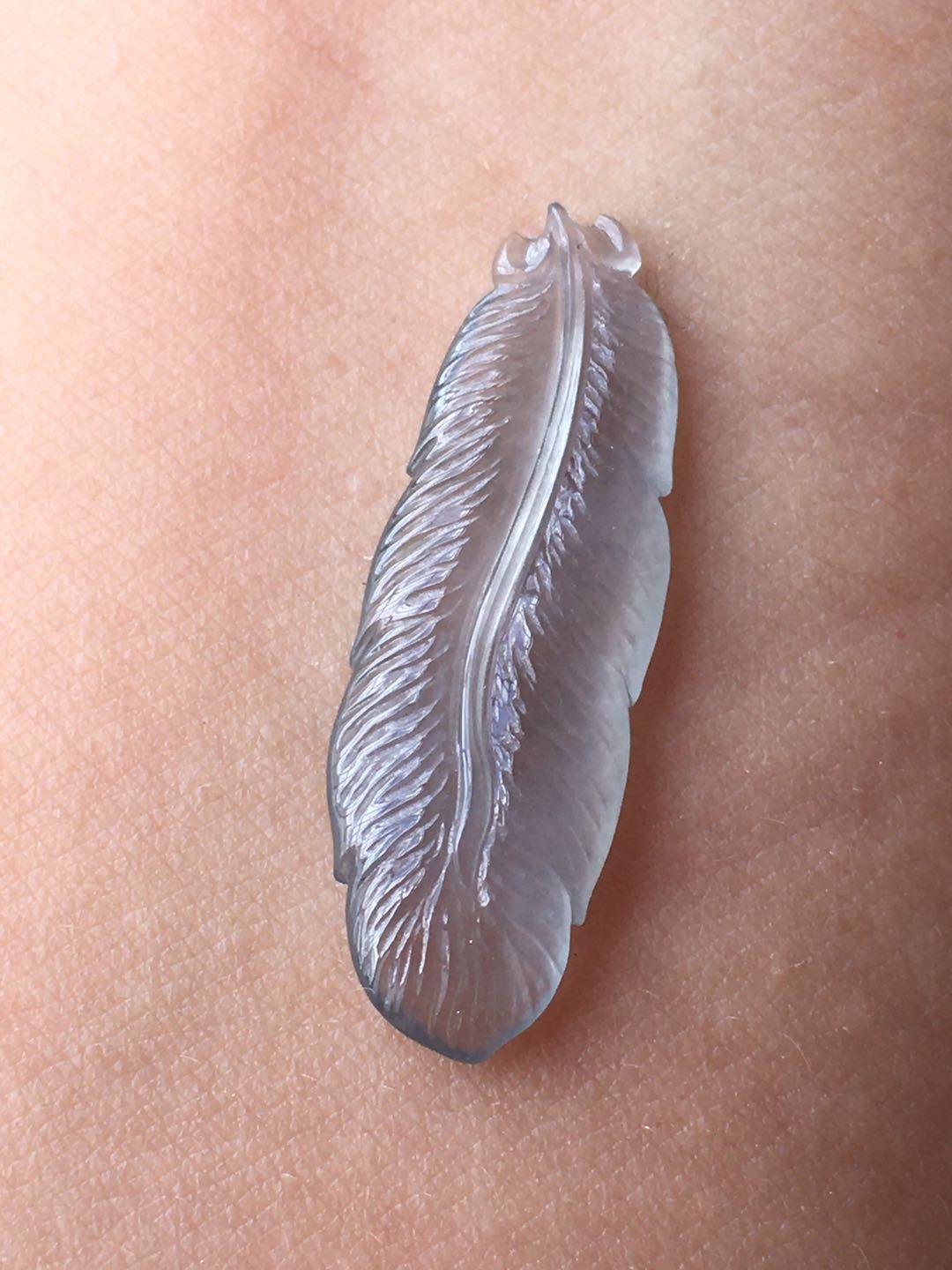 缅甸玉石翡翠货冰种烟灰灰色羽毛可镶手链吊坠颈饰
