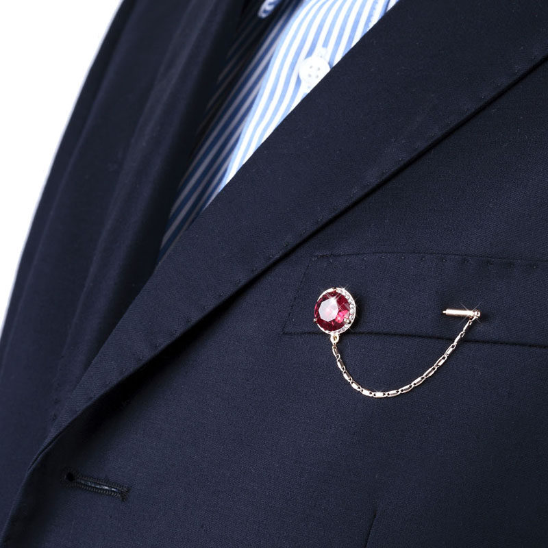 高档男士西服胸针胸扣简约宝石一字别针开衫胸针