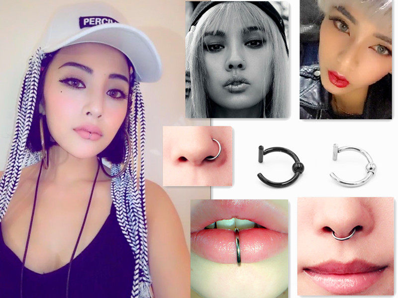 无洞款钛钢假唇环假鼻环耳环唇夹鼻夹耳夹耳钉