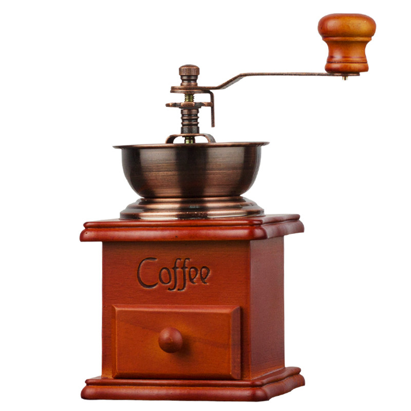 手摇磨豆机 家用手工粉碎机 经典古铜色磨粉器手摇 咖啡磨豆机