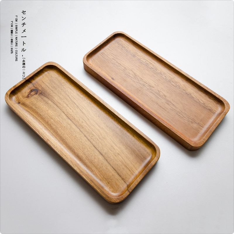 日式木盘餐盘菜盘木质寿司长方形茶水托盘榉木盘