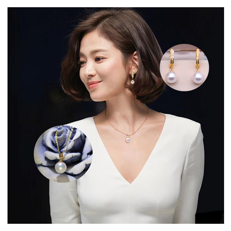 宋慧乔同款珍珠吊坠项链单颗套装正品天然气质简约项链