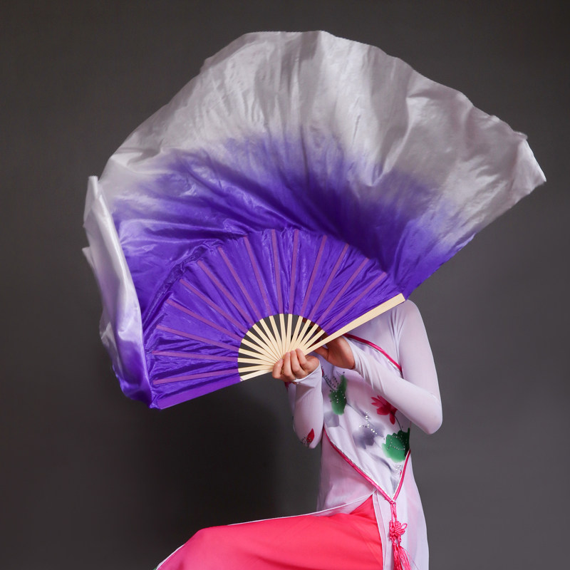 舞蹈扇子跳舞秀色双面扇加长大成人单色渐变更多舞蹈配饰