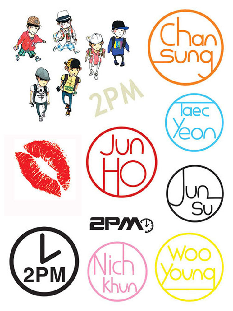 2pm野兽偶像下午khun尼坤周边装饰仿真脸贴喜字