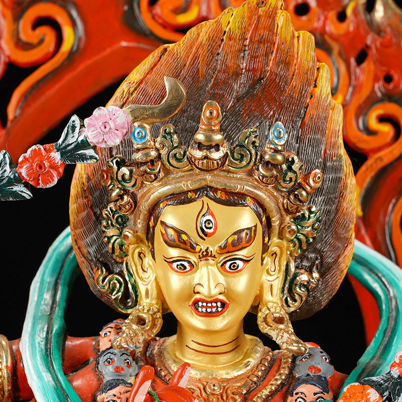 作明佛母佛像尼泊尔手工10寸铜彩彩绘家用密宗摆件