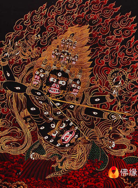 3折月销 0宁玛三根本七护法佛像唐卡装饰画西藏镀金烫金居家玄关佛像