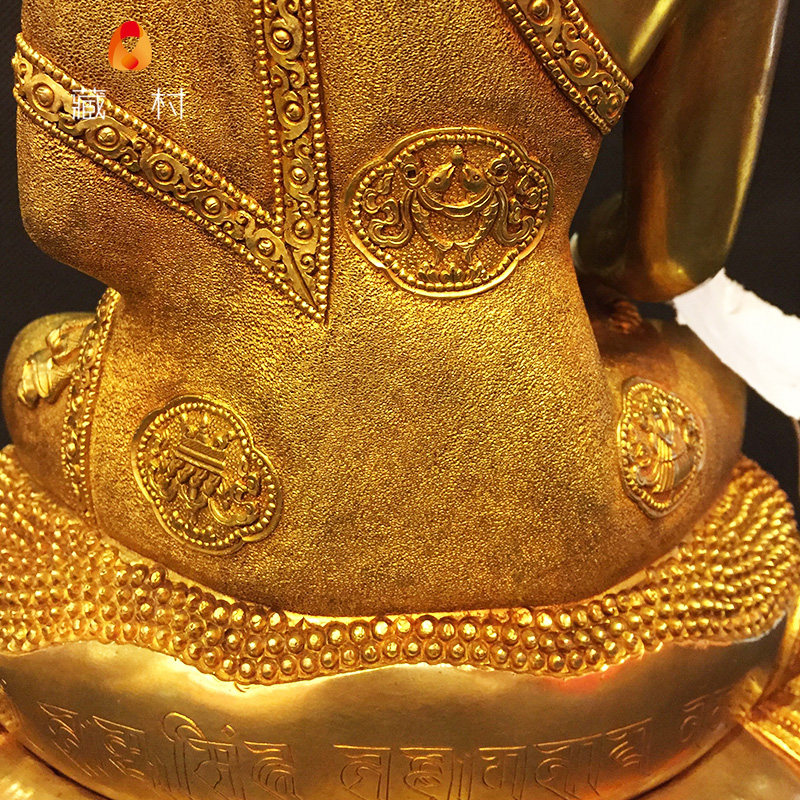 佛像释迦牟尼佛教尼泊尔铜全鎏金双层底座10寸密宗摆件