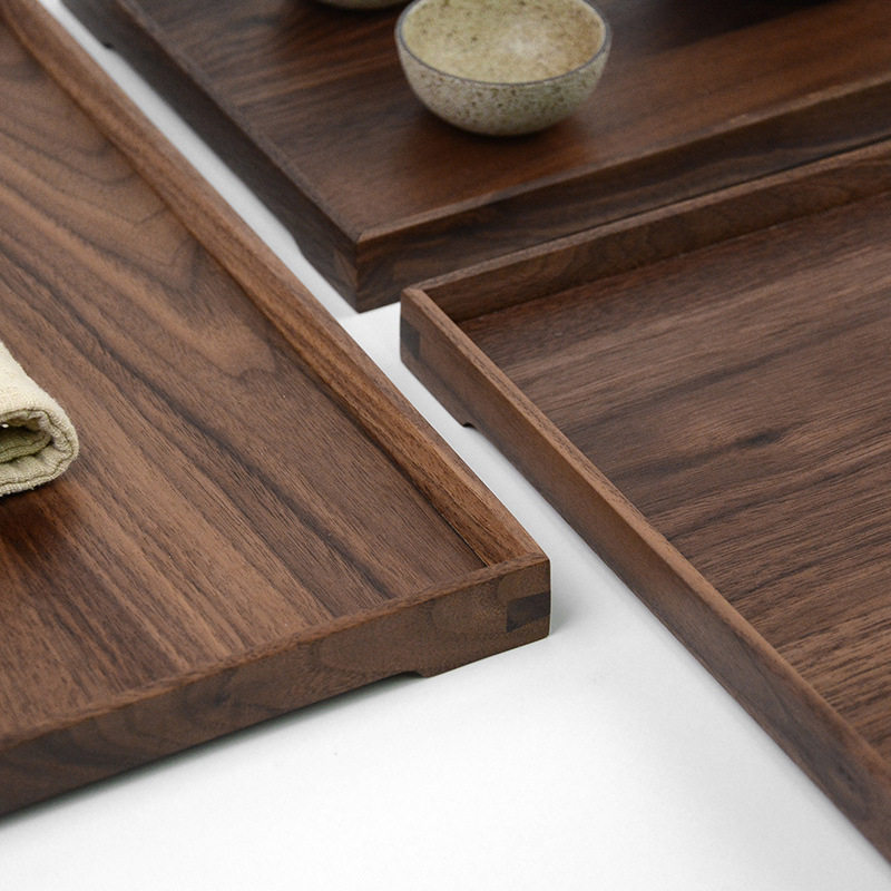 实木茶盘榫卯托盘方形咖啡木盘餐盘大号小号茶盘